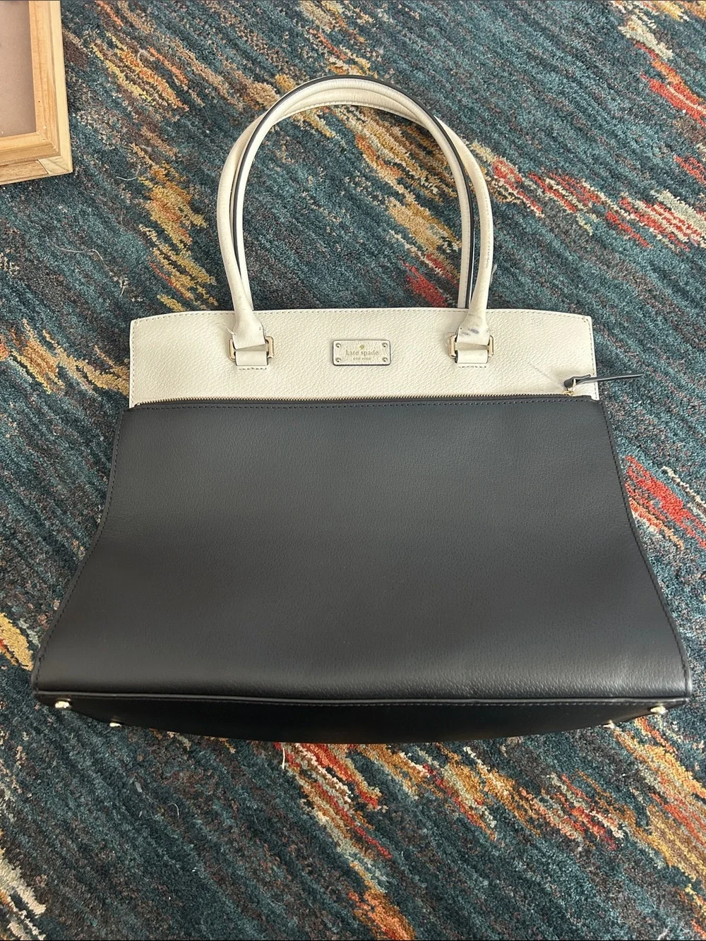 kate spade Two-Tone Black and Cream Leather Tote